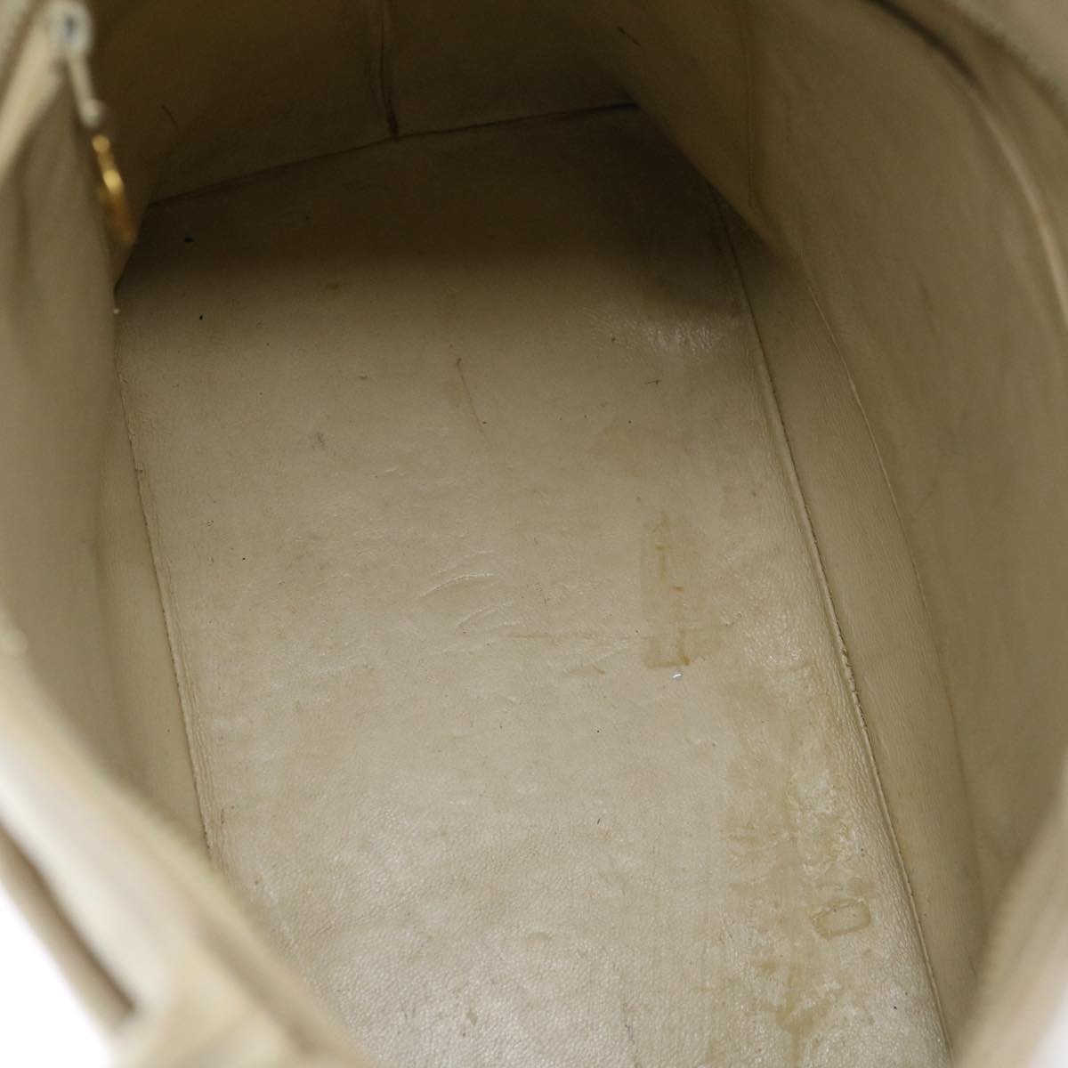 CHANEL Tote Bag Lamb Skin Beige CC Auth bs12535