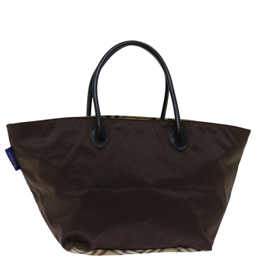 BURBERRYSs Blue Label Hand Bag Nylon Brown Auth bs12550