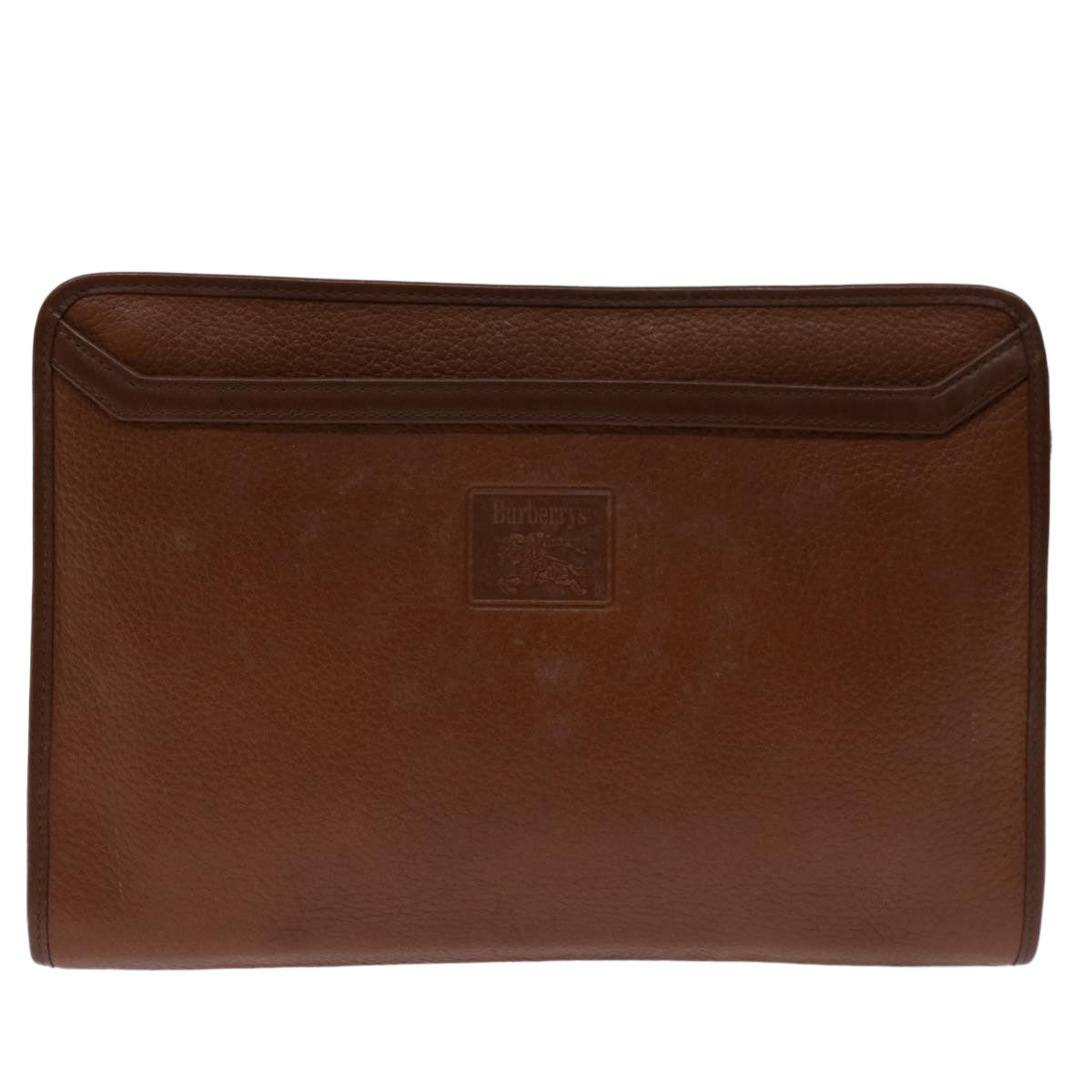 BURBERRYSs Clutch Bag Leather Brown Auth bs12585