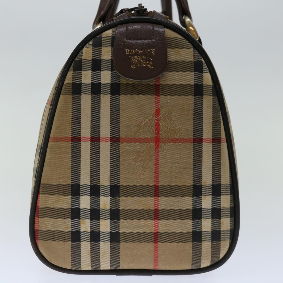 BURBERRYSs Nova Check Hand Bag Canvas Beige Auth bs12607