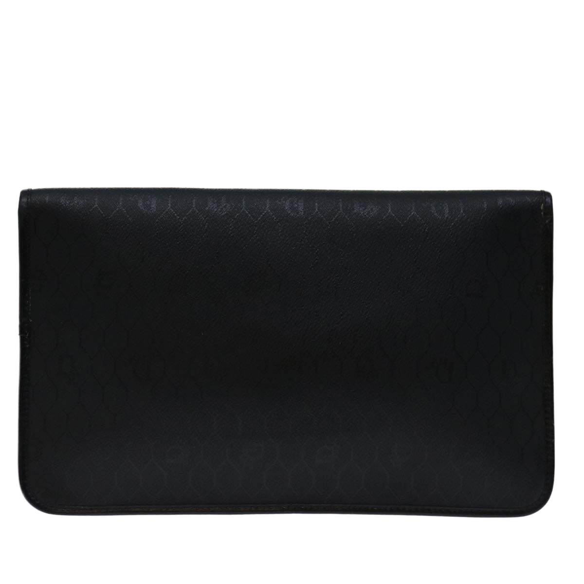 CHRISTIAN DIOR Honeycomb Canvas Clutch Bag PVC Leather Black Auth bs12644