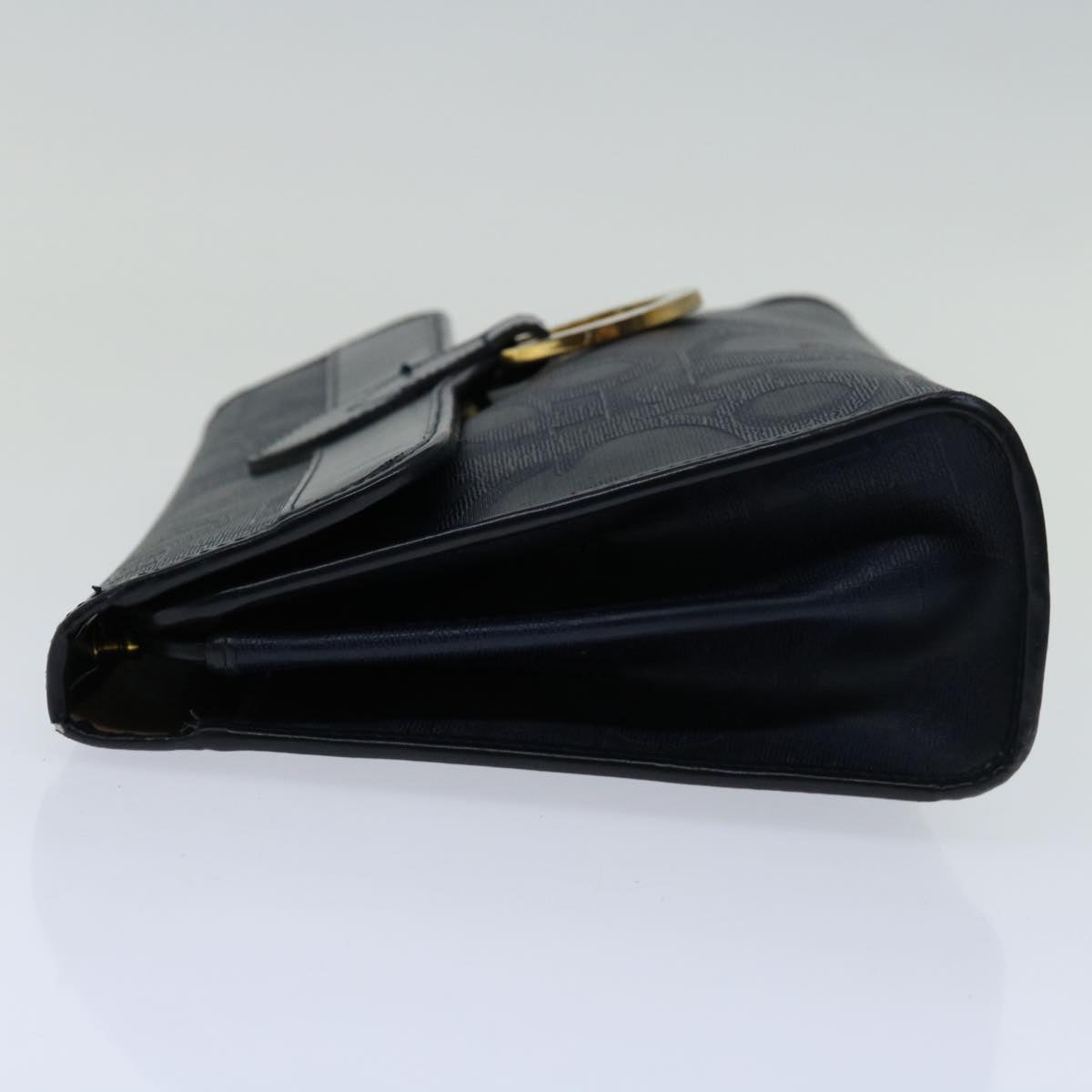 CHRISTIAN DIOR Shoulder Bag Leather Navy Auth bs12730