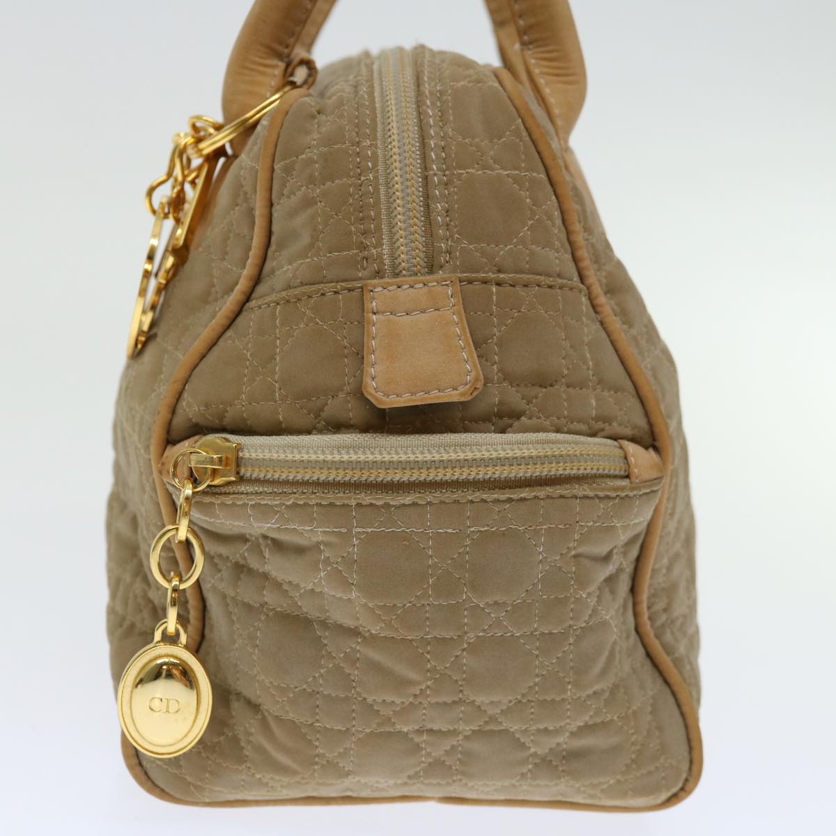 CHRISTIAN DIOR Canage Hand Bag Nylon Beige Auth bs12732