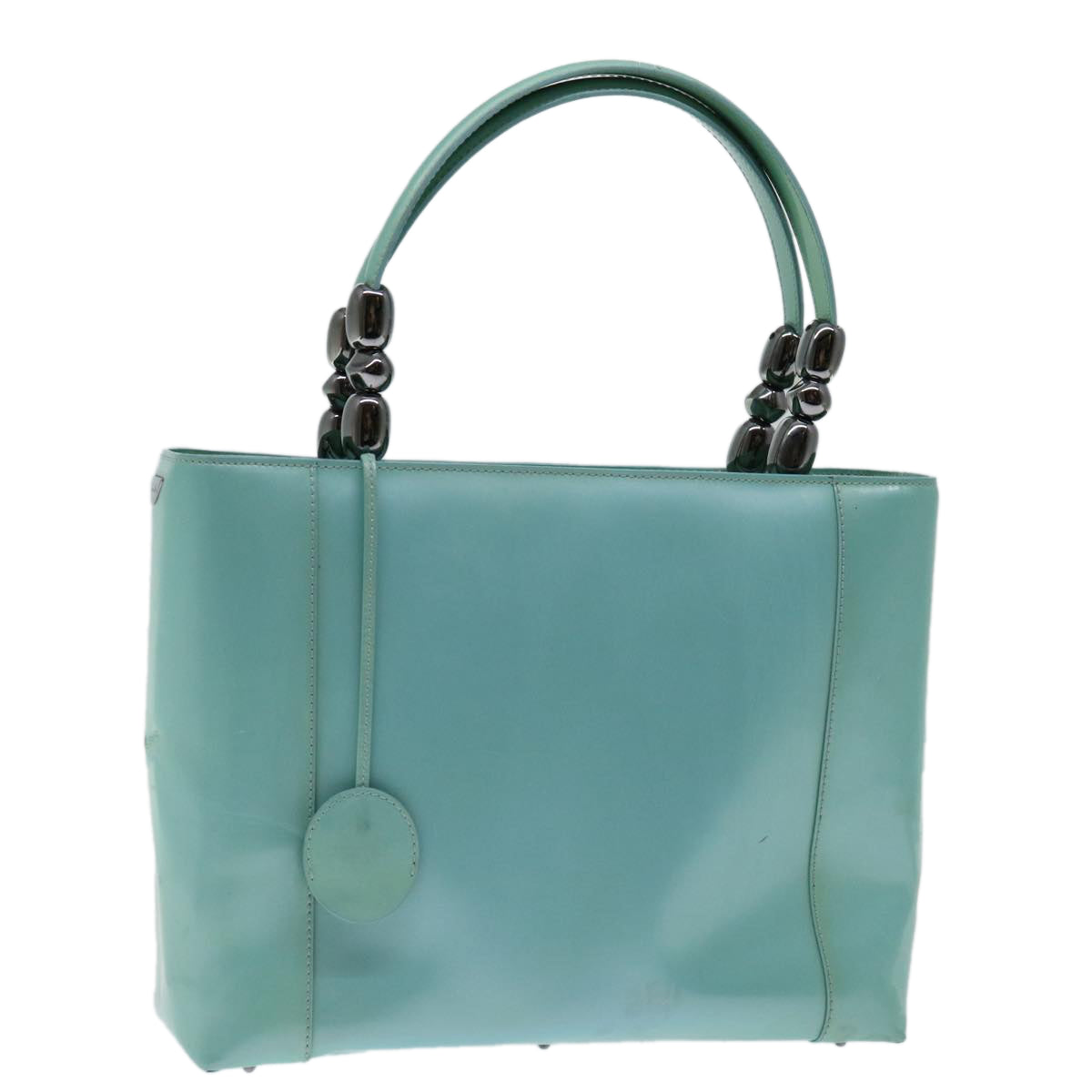 CHRISTIAN DIOR Maris Pearl Hand Bag Enamel Light Blue Auth bs12733
