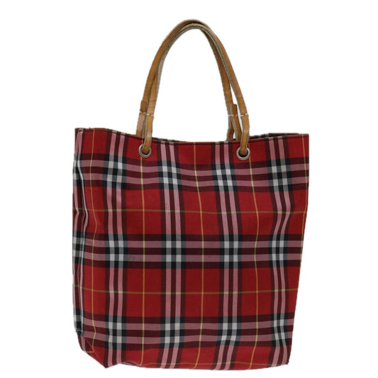 BURBERRY Nova Check Hand Bag Nylon Red Auth bs12782