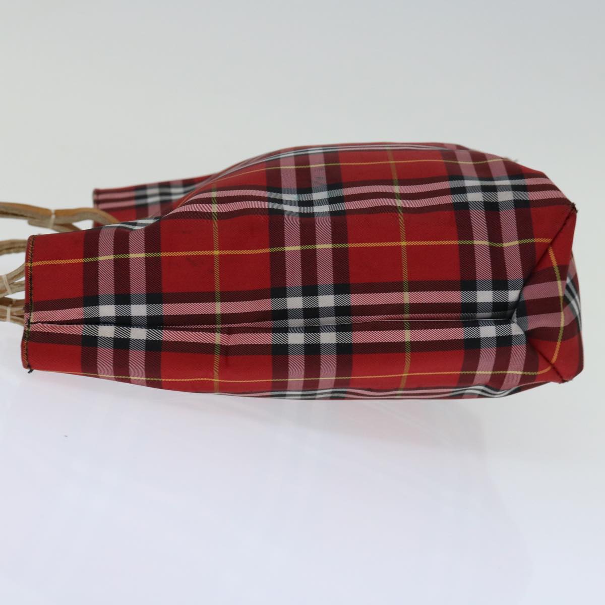 BURBERRY Nova Check Hand Bag Nylon Red Auth bs12782