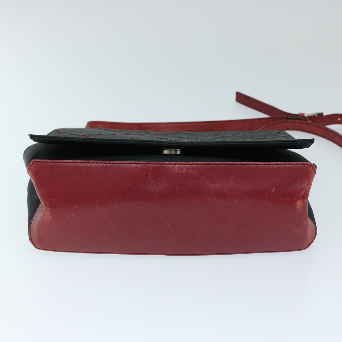 BURBERRY Shoulder Bag Canvas Black Red Auth bs12799