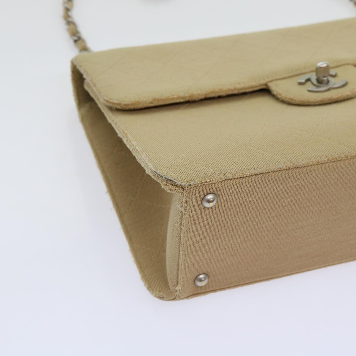 Top Quality Chanel Matelasse Chain Turn Lock Shoulder Bag cotton Beige CC Auth bs13037
