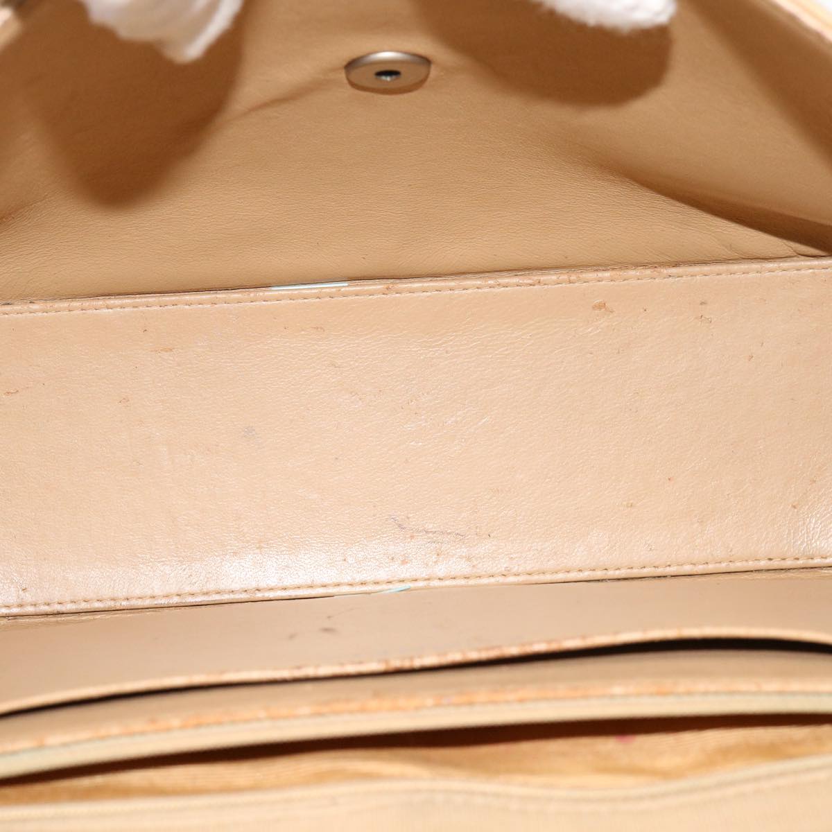 Top Quality Chanel Matelasse Chain Turn Lock Shoulder Bag cotton Beige CC Auth bs13037