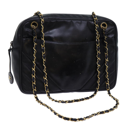 Top Quality Chanel Matelasse Chain Shoulder Bag Leather Black CC Auth bs13119