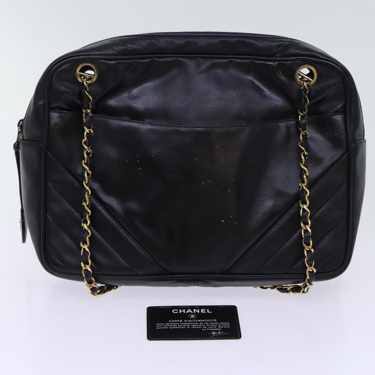 Top Quality Chanel Matelasse Chain Shoulder Bag Leather Black CC Auth bs13119