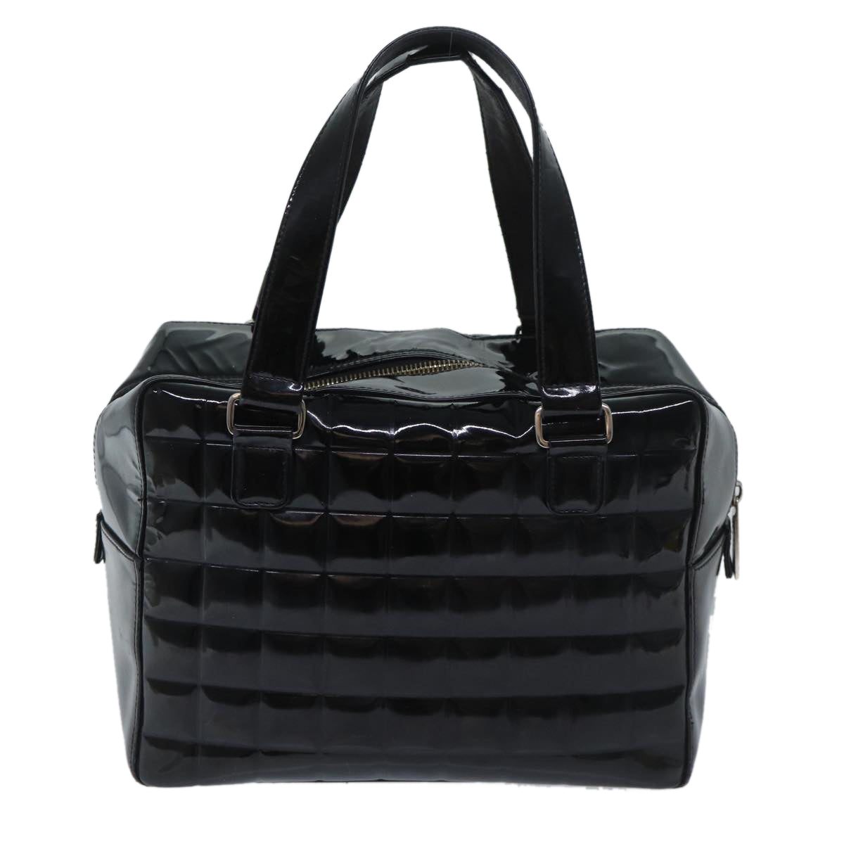 CHANEL COCO Mark Choco Bar Hand Bag Patent leather Black CC Auth bs13238