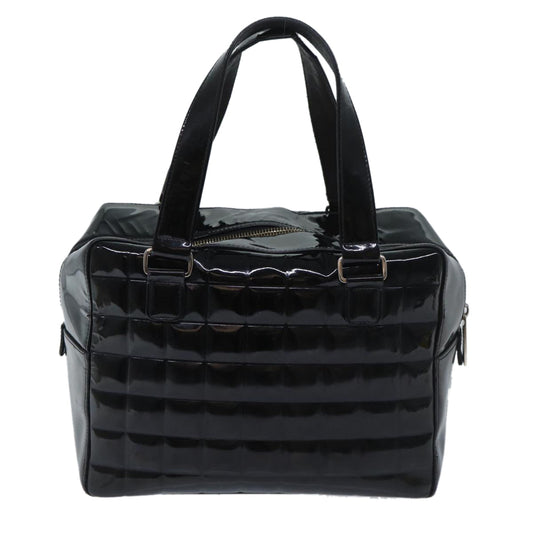CHANEL COCO Mark Choco Bar Hand Bag Patent leather Black CC Auth bs13238
