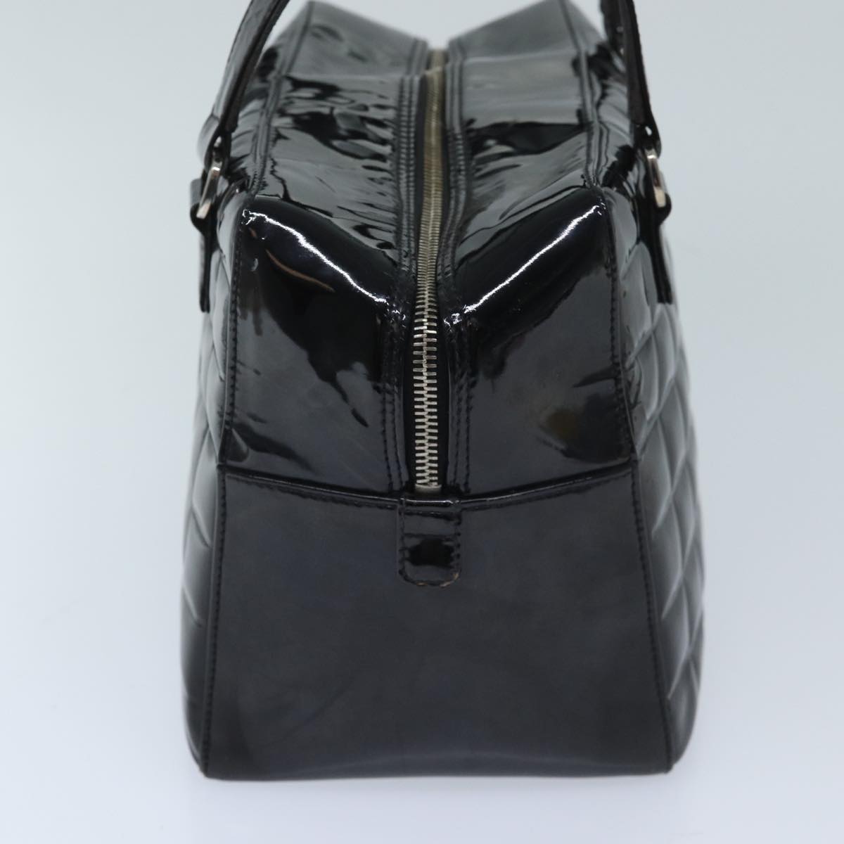 CHANEL COCO Mark Choco Bar Hand Bag Patent leather Black CC Auth bs13238