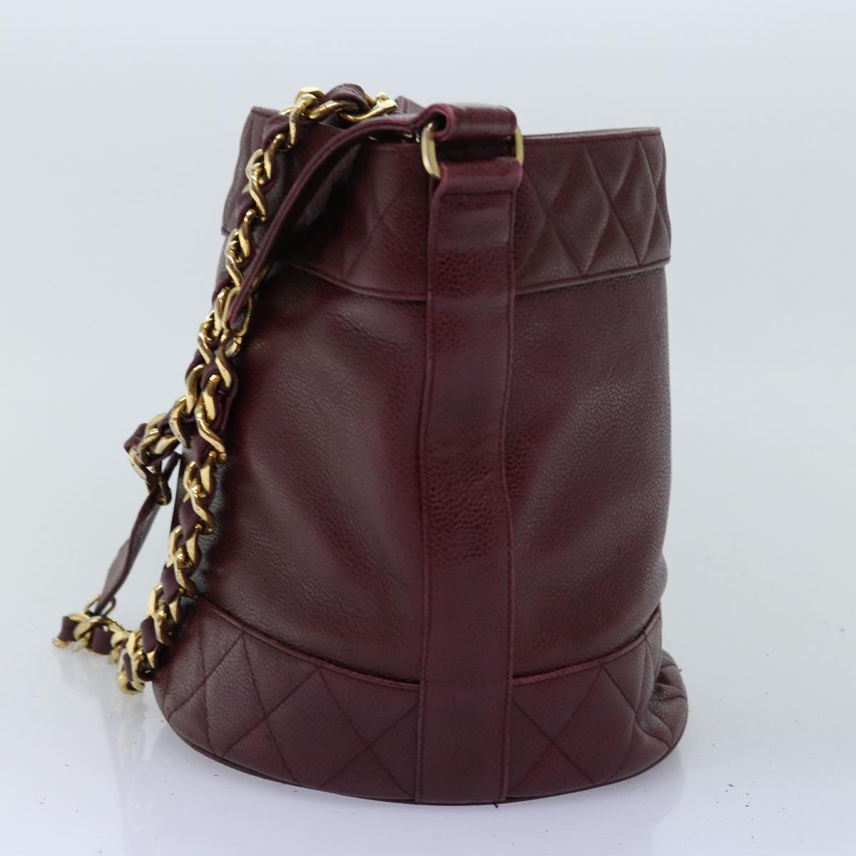 Top Quality Chanel Matelasse Chain Shoulder Bag Caviar Skin Red CC Auth bs13246