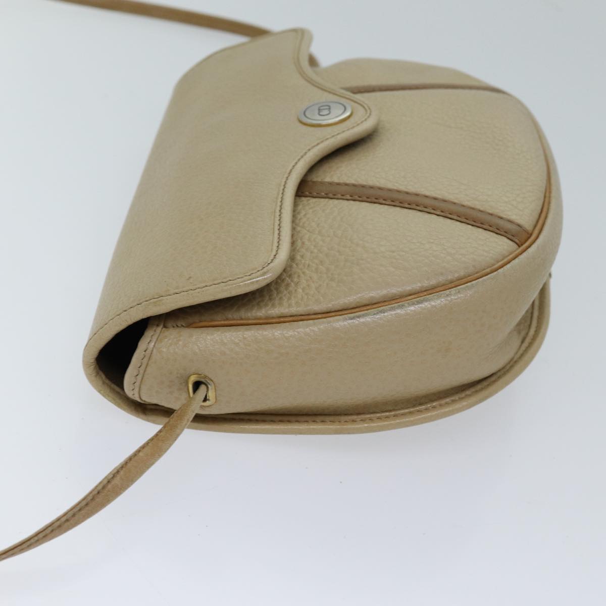 CHRISTIAN DIOR Shoulder Bag Leather Beige Auth bs13271