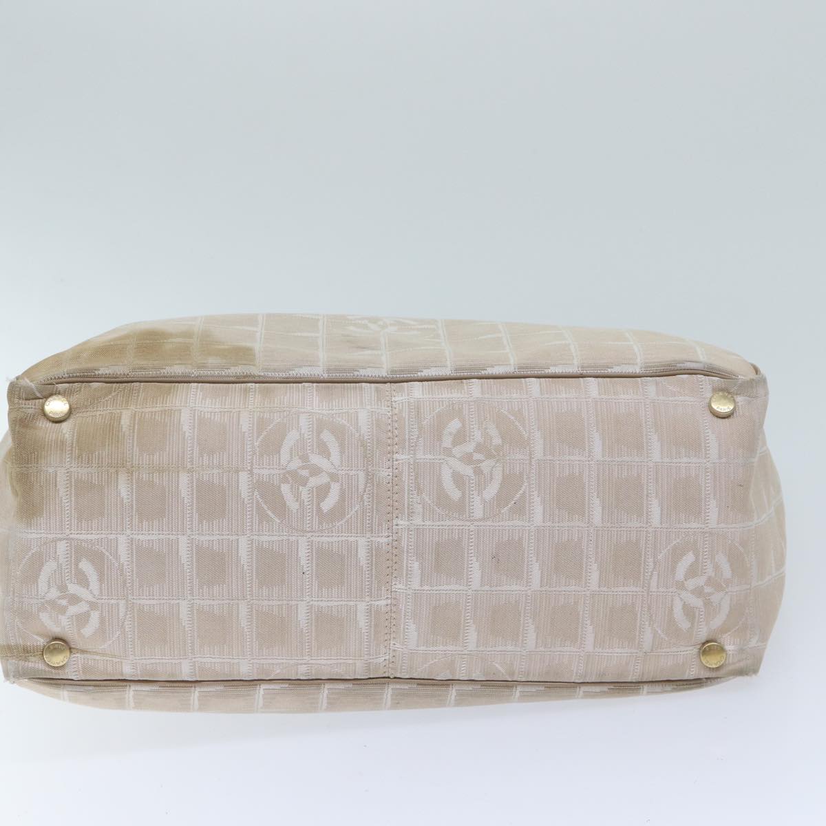 Top Quality Chanel New Travel Line Tote Bag Nylon Beige CC Auth bs13324