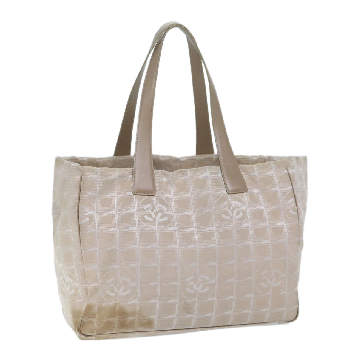 Top Quality Chanel New Travel Line Tote Bag Nylon Beige CC Auth bs13324