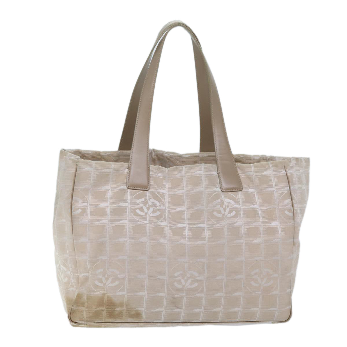 Top Quality Chanel New Travel Line Tote Bag Nylon Beige CC Auth bs13324