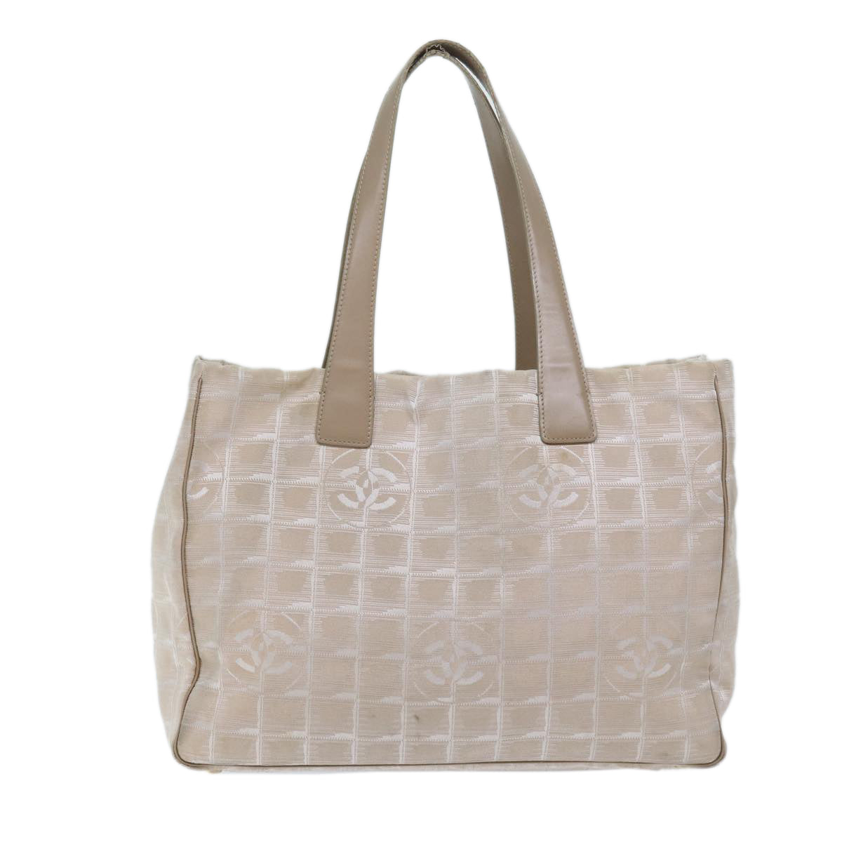Top Quality Chanel New Travel Line Tote Bag Nylon Beige CC Auth bs13324