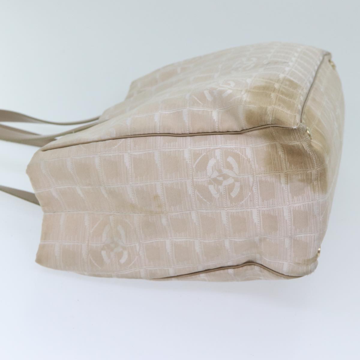 Top Quality Chanel New Travel Line Tote Bag Nylon Beige CC Auth bs13324