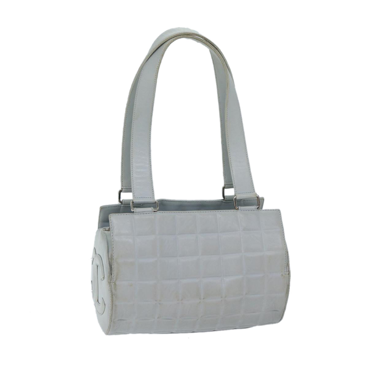 CHANEL COCO Mark Choco Bar Shoulder Bag Lamb Skin Blue CC Auth bs13362
