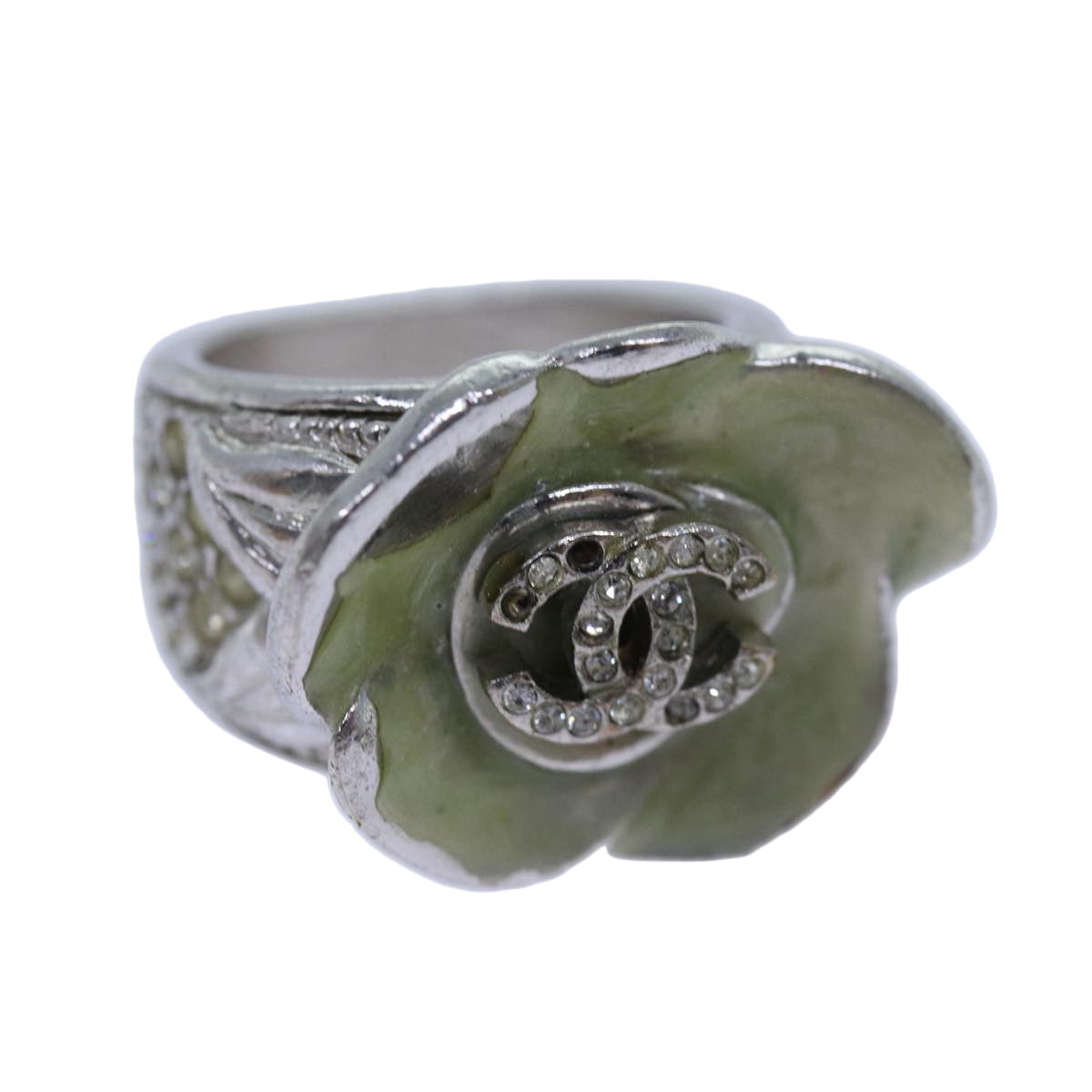 Top Quality Chanel COCO Mark Ring metal Silver CC Auth bs13494
