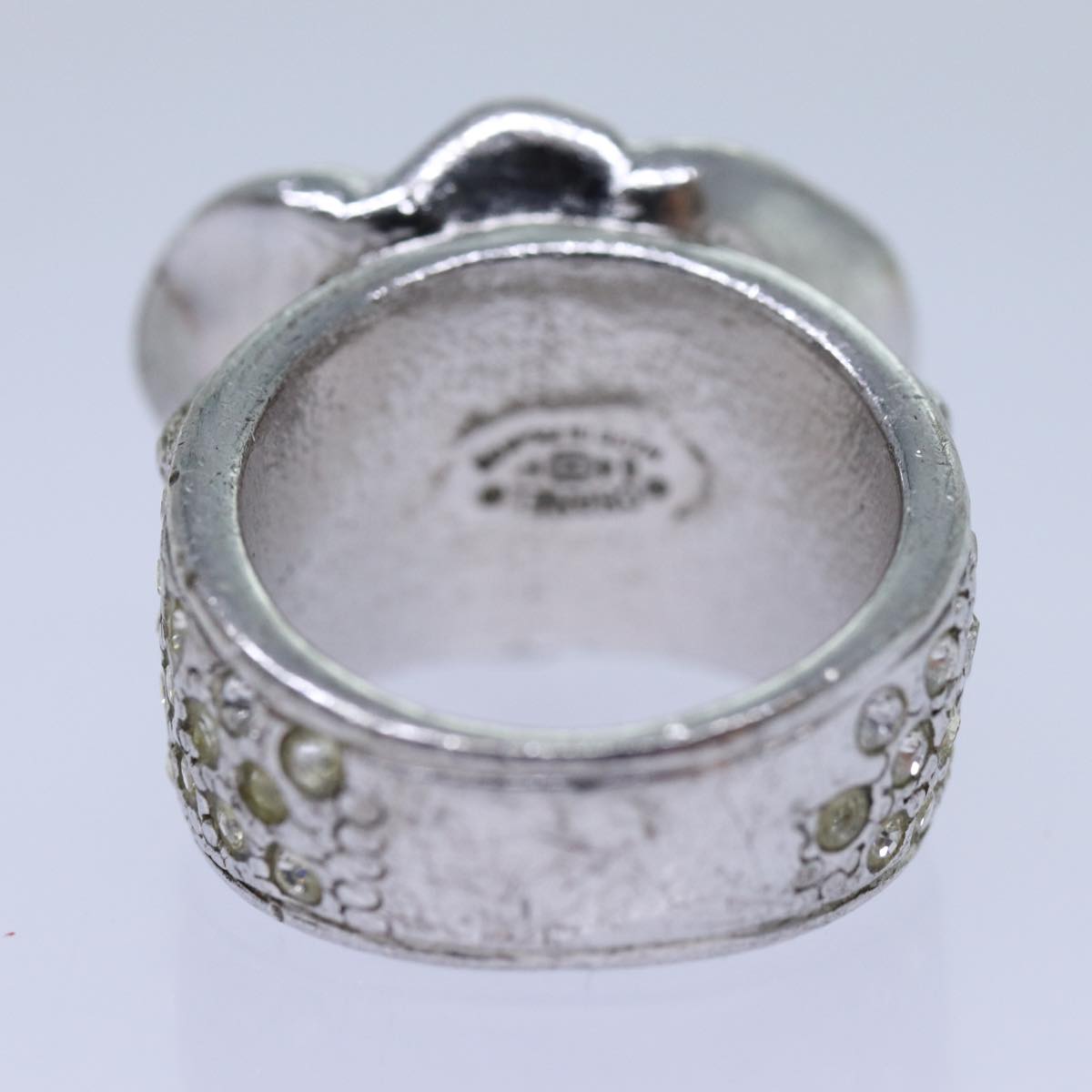Top Quality Chanel COCO Mark Ring metal Silver CC Auth bs13494