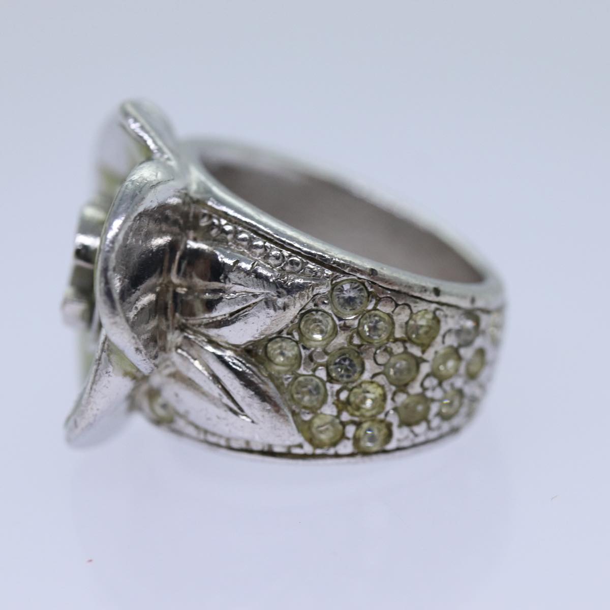 Top Quality Chanel COCO Mark Ring metal Silver CC Auth bs13494