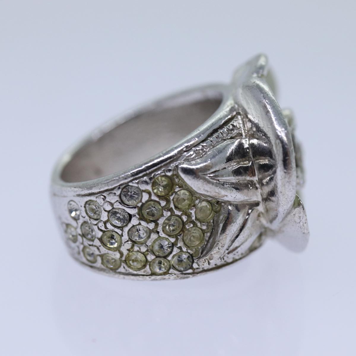 Top Quality Chanel COCO Mark Ring metal Silver CC Auth bs13494