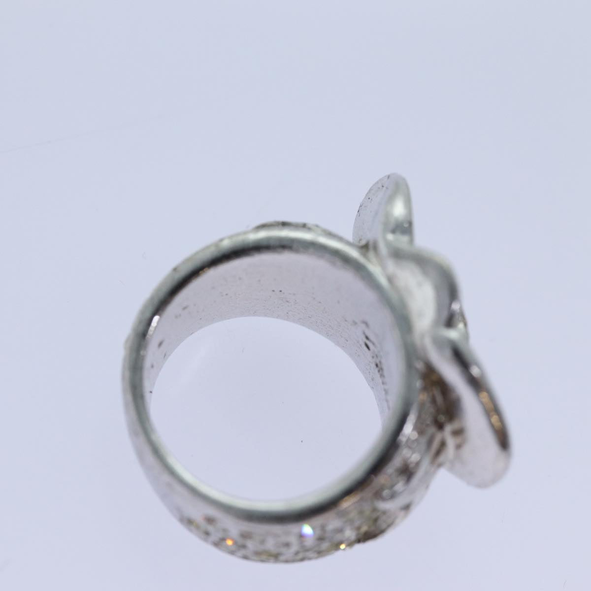 Top Quality Chanel COCO Mark Ring metal Silver CC Auth bs13494