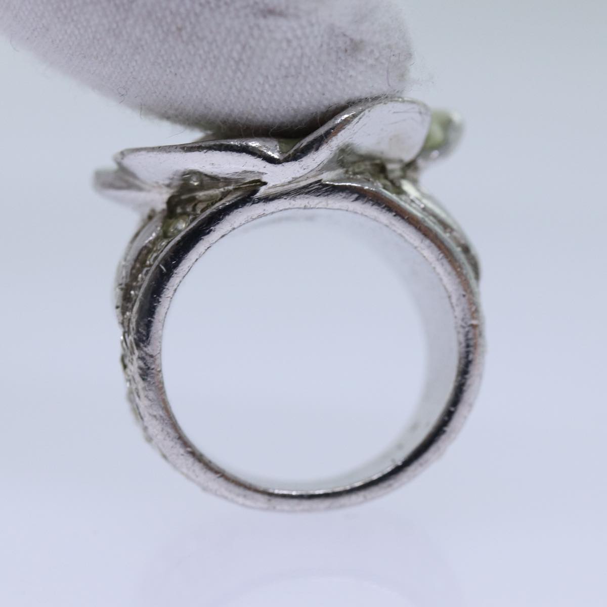Top Quality Chanel COCO Mark Ring metal Silver CC Auth bs13494