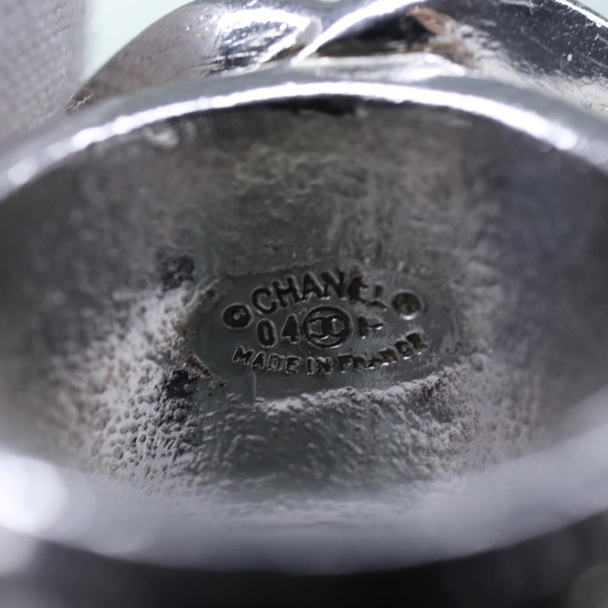Top Quality Chanel COCO Mark Ring metal Silver CC Auth bs13494