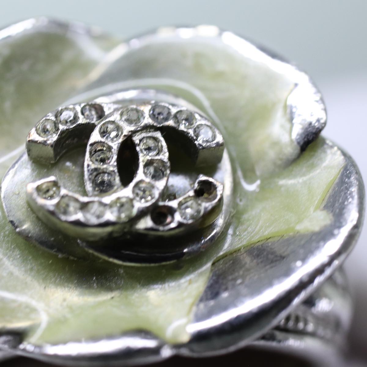 Top Quality Chanel COCO Mark Ring metal Silver CC Auth bs13494