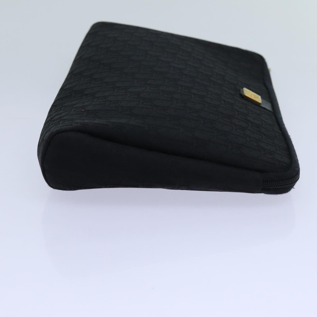 CHRISTIAN DIOR Trotter Canvas Clutch Bag Black Auth bs13620
