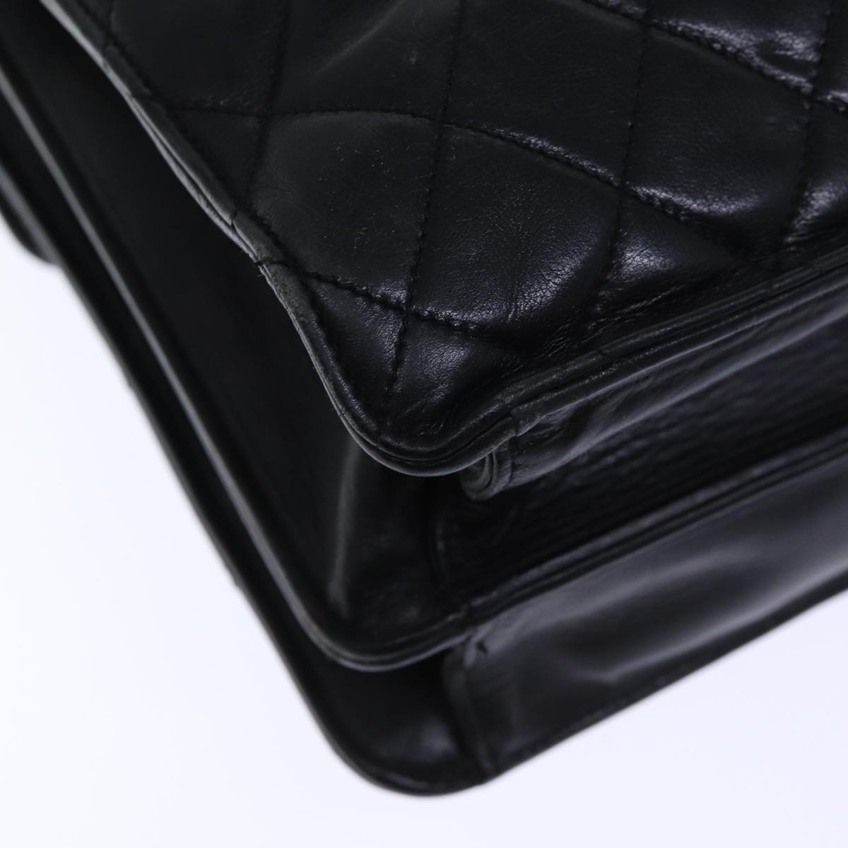 Top Quality Chanel Matelasse Hand Bag Leather 2way Black CC Auth bs13763