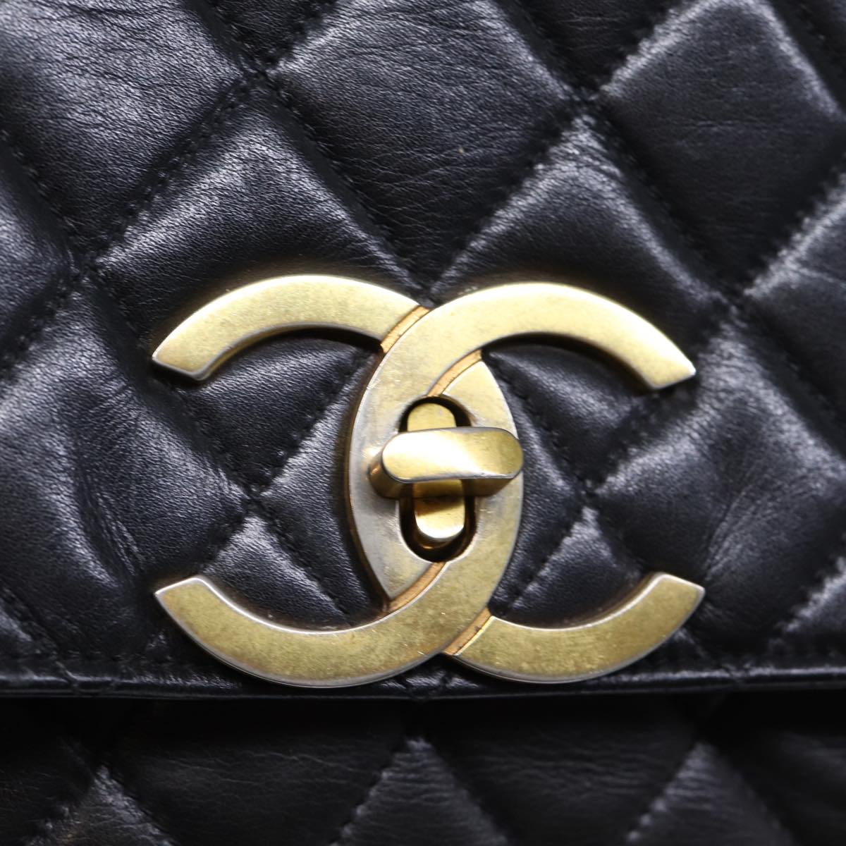 Top Quality Chanel Matelasse Hand Bag Leather 2way Black CC Auth bs13763