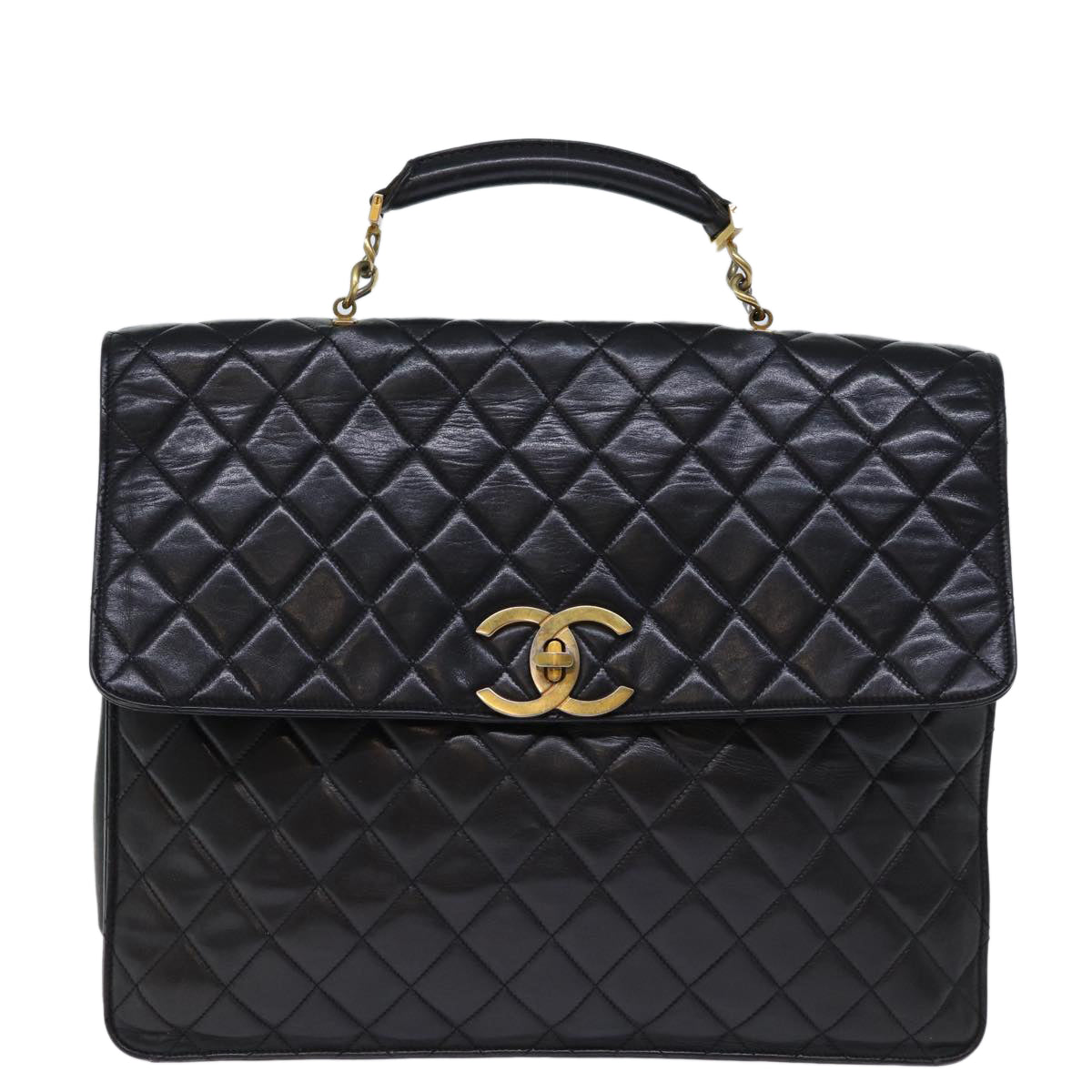 Top Quality Chanel Matelasse Hand Bag Leather 2way Black CC Auth bs13763
