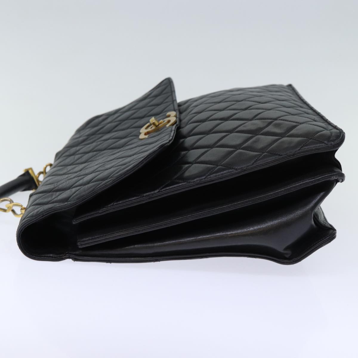 Top Quality Chanel Matelasse Hand Bag Leather 2way Black CC Auth bs13763