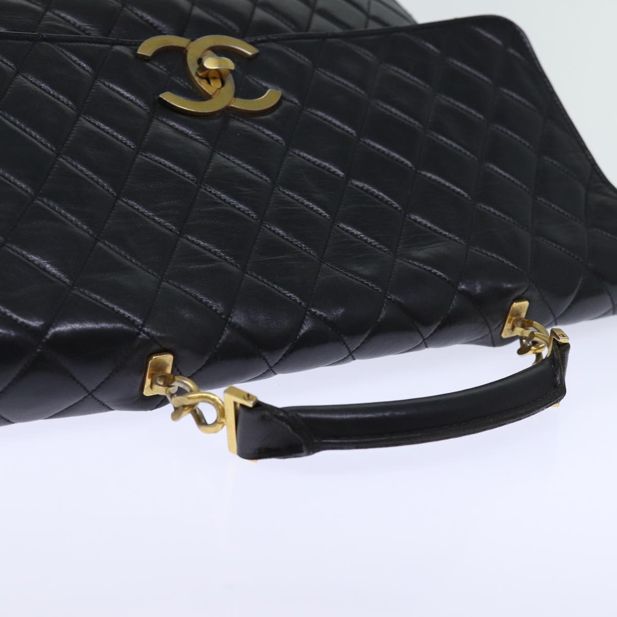 Top Quality Chanel Matelasse Hand Bag Leather 2way Black CC Auth bs13763