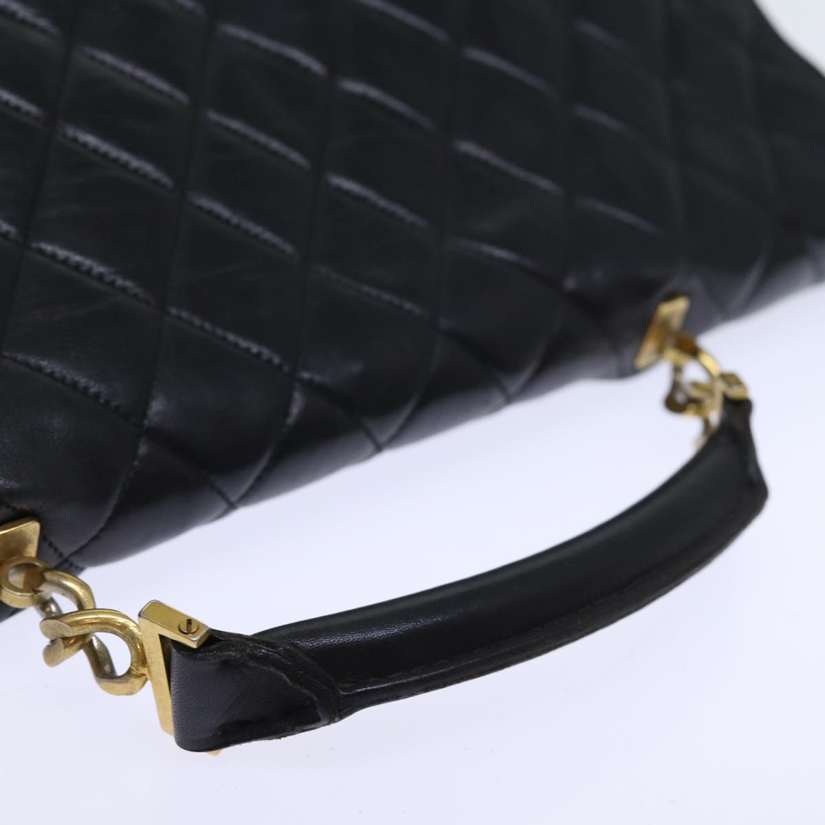 Top Quality Chanel Matelasse Hand Bag Leather 2way Black CC Auth bs13763