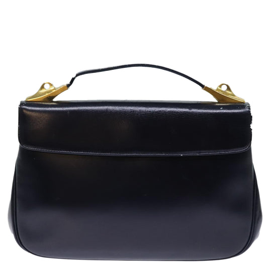 CHRISTIAN DIOR Hand Bag Leather 2way Navy Auth bs13792