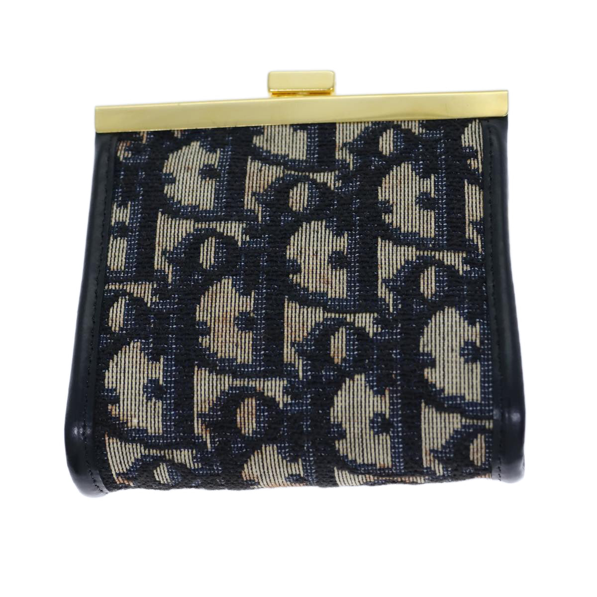 CHRISTIAN DIOR Trotter Canvas Coin Purse Navy Auth bs13876