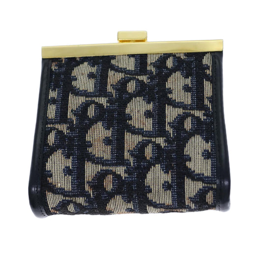 CHRISTIAN DIOR Trotter Canvas Coin Purse Navy Auth bs13876