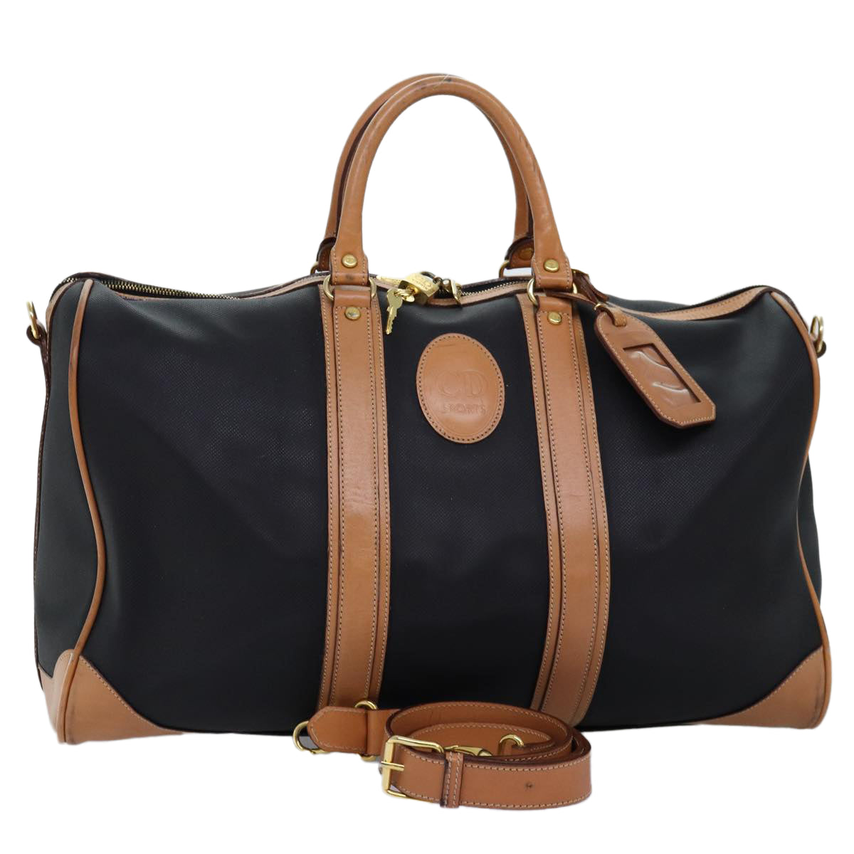 CHRISTIAN DIOR Boston Bag PVC 2way Black Auth bs13878