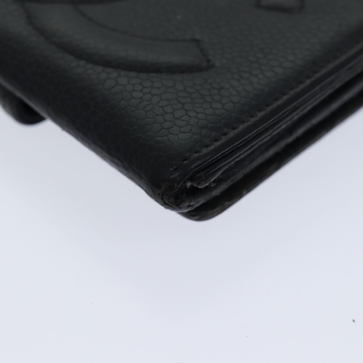 CHANEL Wallet Caviar Skin Black CC Auth bs13883