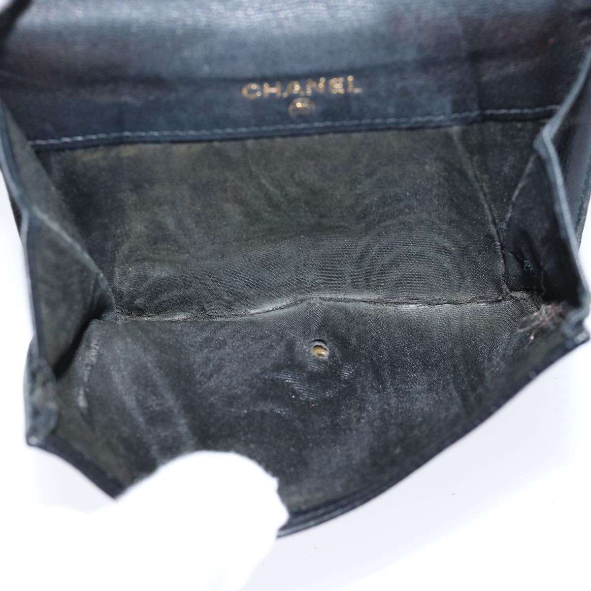 CHANEL Wallet Caviar Skin Black CC Auth bs13883
