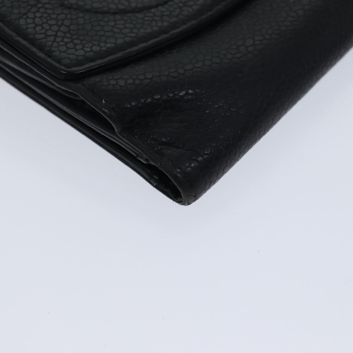 CHANEL Wallet Caviar Skin Black CC Auth bs13886