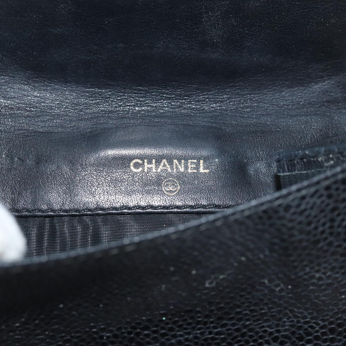 CHANEL Wallet Caviar Skin Black CC Auth bs13886