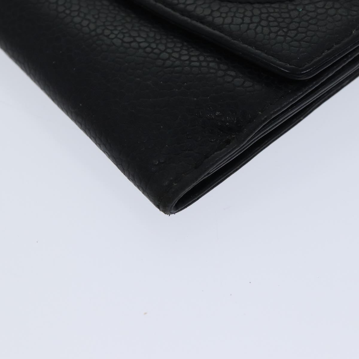 CHANEL Wallet Caviar Skin Black CC Auth bs13886